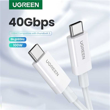 UGREEN Loại C đầu đực đến Loại C đầu đực 2.0 Cáp dữ liệu 5A Trắng 2M