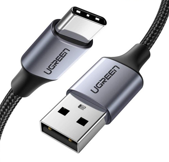Cáp UGREEN USB-A 2.0 sang USB-C Mạ niken Bện nhôm 0,5m (Đen)