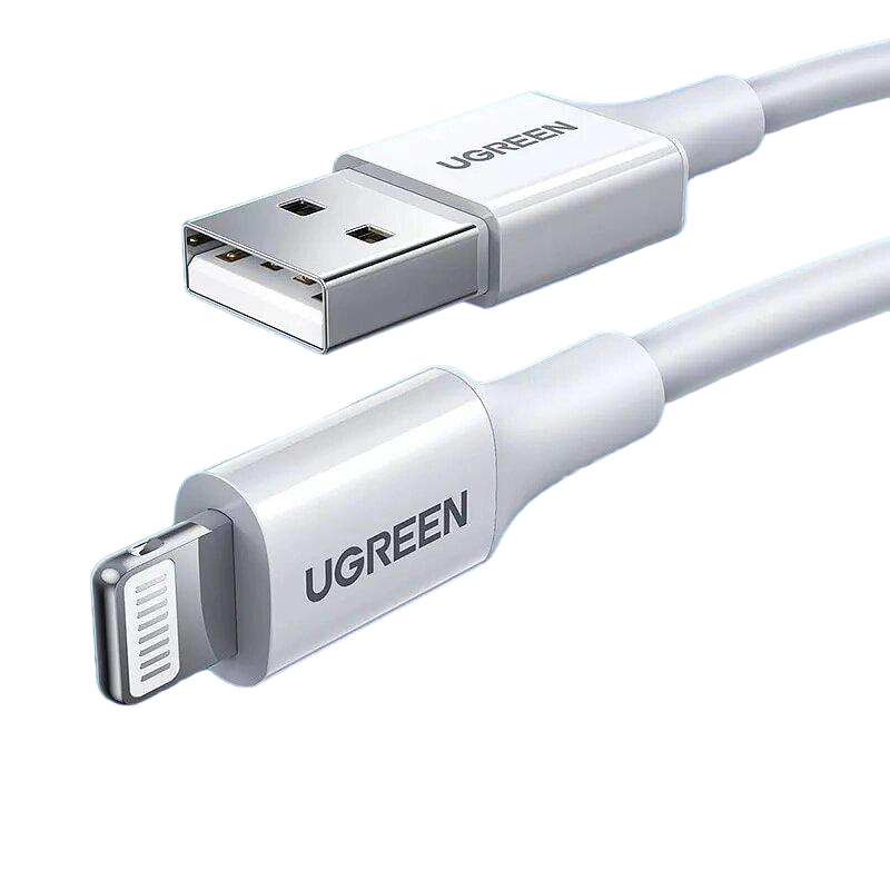 Cáp UGREEN USB-A Male to Lightning Male Mạ niken Vỏ ABS 1,5m (Trắng)