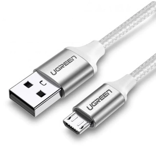 Cáp UGREEN USB 2.0 A đến Micro USB Mạ niken Bện nhôm 0,25m (Trắng)