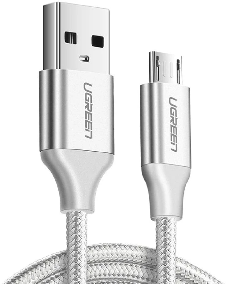 Cáp UGREEN USB-A 2.0 sang USB-C Mạ niken Bện nhôm 0,5m (Trắng)