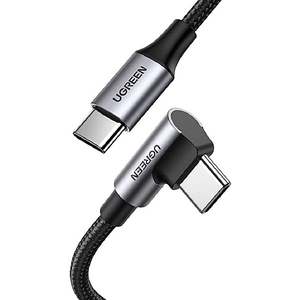UGREEN USB-C Male to USB-C Male 2.0 5V / 5A Angulard Round Cable Nickel Plating Alu Case 0.5m (Đen)