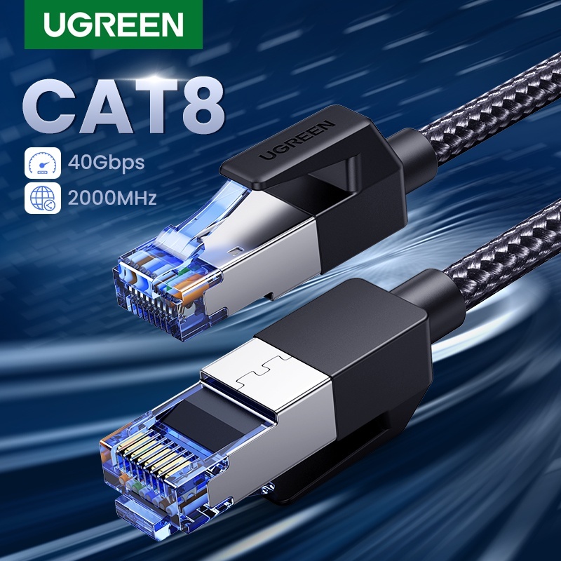 Cáp mạng Cat8 đúc sẵn bọc dù dài 3M Ugreen 80432 cao cấp