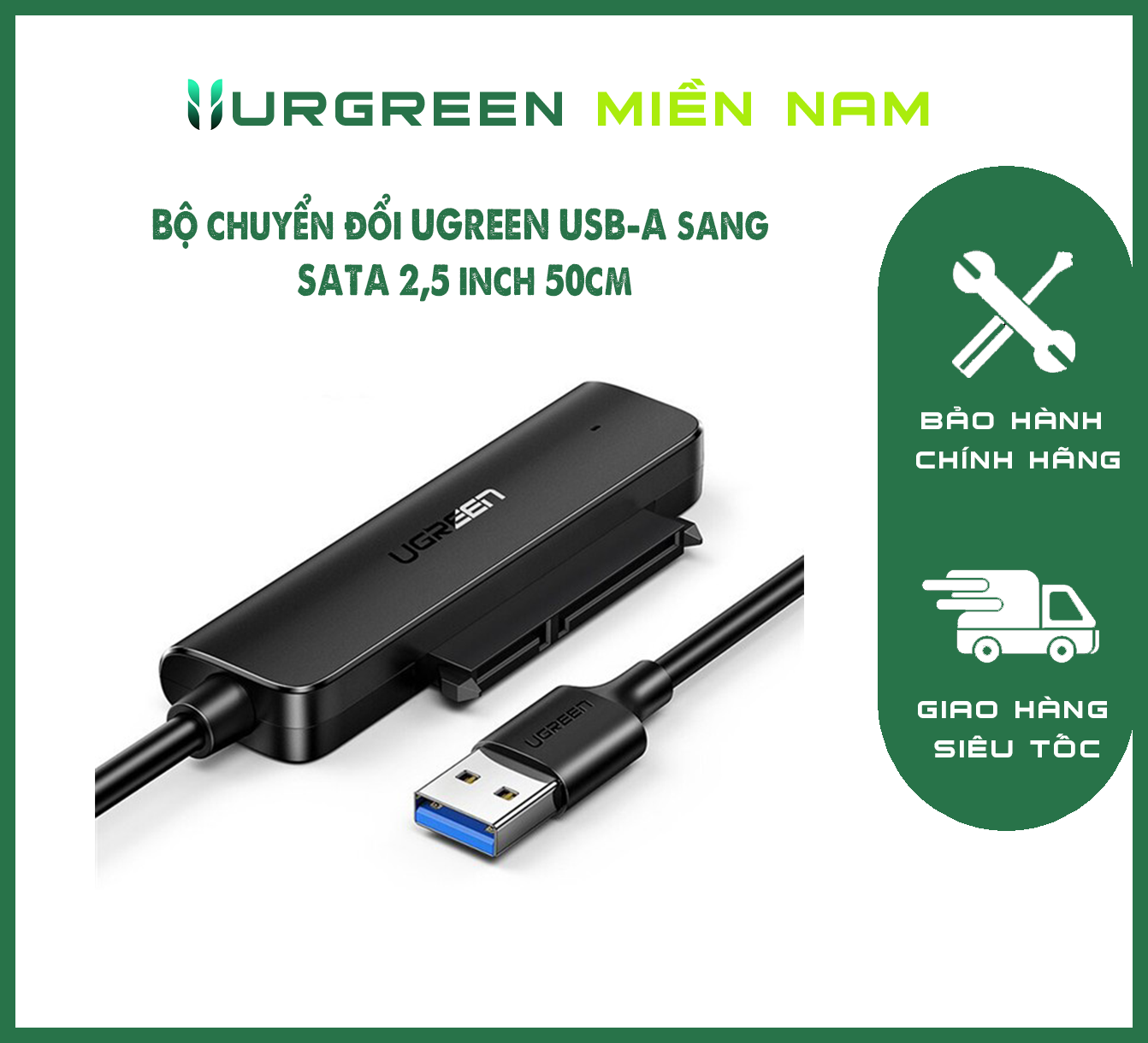 Bộ chuyển đổi UGREEN USB-A sang SATA 2,5 inch 50cm 70609