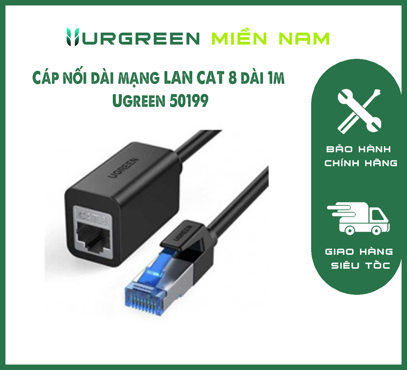 Cáp nối dài mạng LAN CAT 8 dài 1m Ugreen 50199