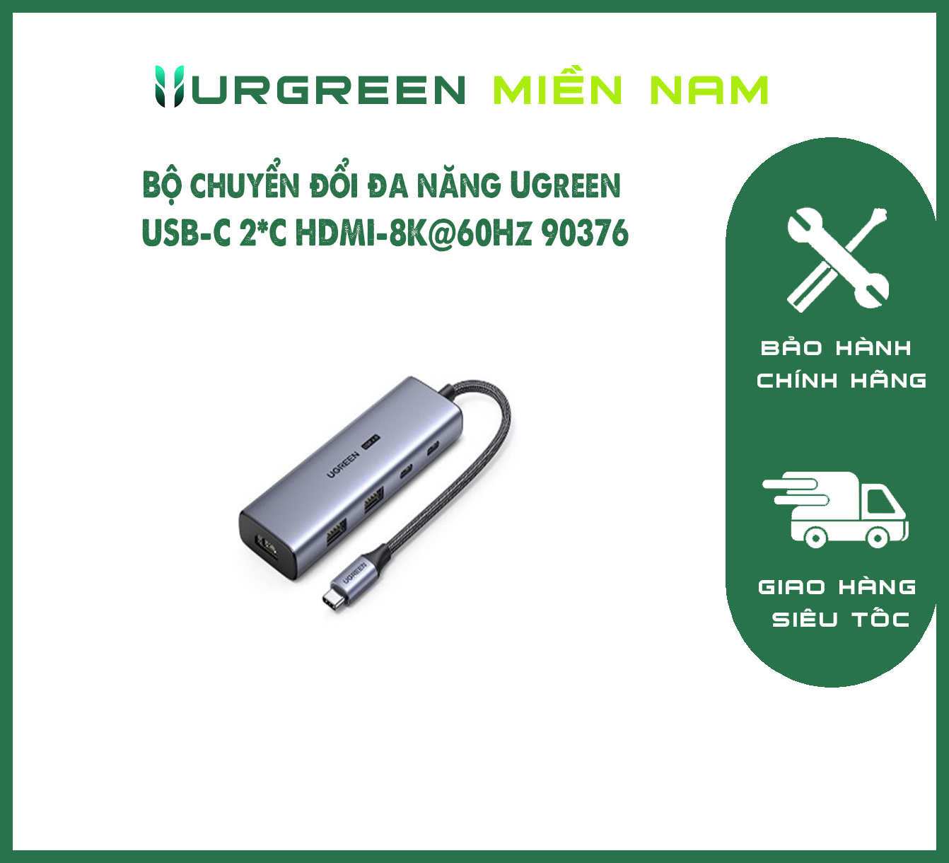 Bộ chuyển đổi đa năng Ugreen USB-C 2*C HDMI-8K@60Hz 90376